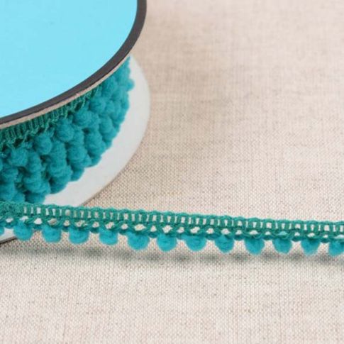 Galon petits pompons 10 mm Bleu canard