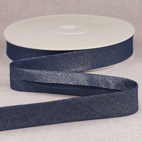 Biais Jean métallisé Bleu marine x1m