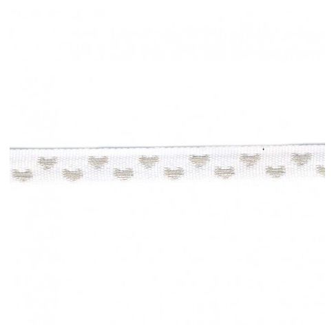 Galon surpiqué coeur 9 mm Blanc x1m