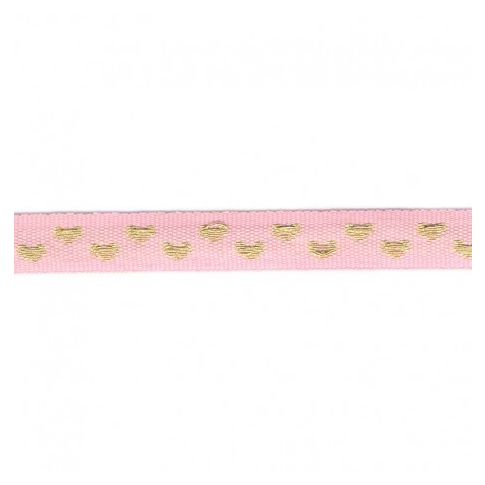 Galon surpiqué coeur 9 mm Rose x1m