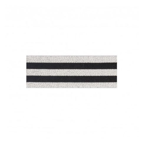 Ruban Galon rayé 30 mm Noir et argent x1m
