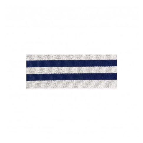 Ruban Galon rayé 30 mm Bleu Marine et argent x1m