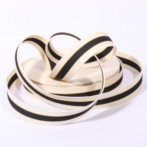 Sangle Coton 30 mm Bicolore Lurex Noir x1m
