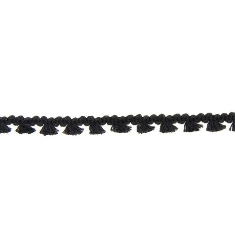 Galon pompon mini floches 8 mm Noir x1m