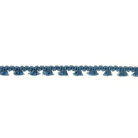 Galon pompon mini floches 8 mm Bleu ancien x1m
