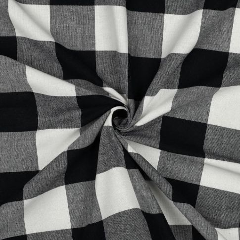 Tissu Coton Fil teint Suzy carreaux Noir sur fond Blanc