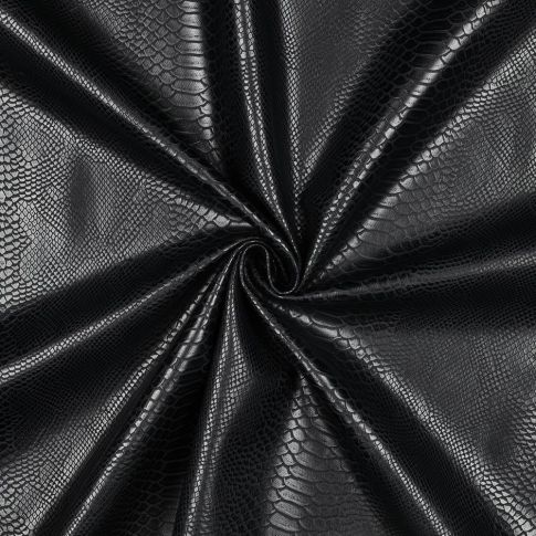 Tissu Simili cuir Peau de serpent uni Noir