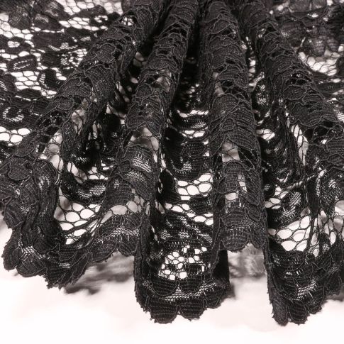 Coupon Tissu Dentelle Lessana uni Noir - Coupon de 250 cm