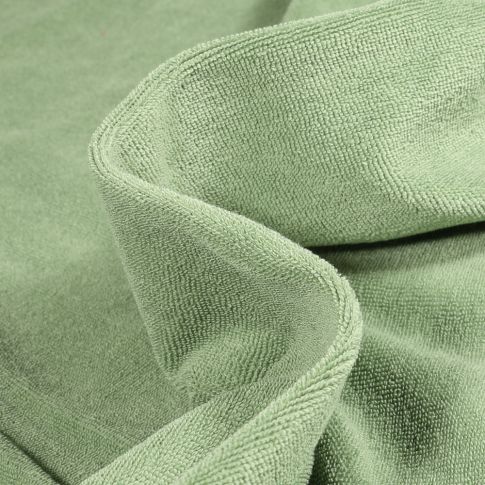 Coupon Tissu Jersey Velours Eponge Lilly sur fond Vert amande - Coupon de 60 cm