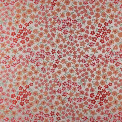 Coupon Tissu Jacquard satiné petites fleurs Liana sur fond Ecru - Coupon de 200 cm