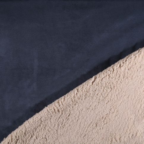 Coupon Tissu Suédine épaisse envers Mouton Bleu denim - Coupon de 20 cm