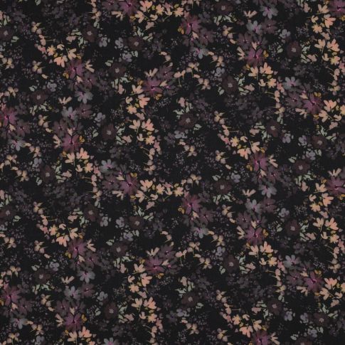 Coupon Tissu Viscose extensible Miel sur fond Noir - Coupon de 250 cm