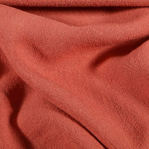 Coupon Tissu Lin lavé Viscose uni Terracotta - Coupon de 70 cm