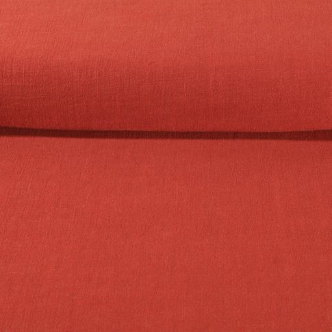 Coupon Tissu Lin lavé Viscose uni Brique - Coupon de 40 cm