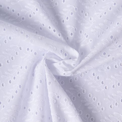Tissu Coton ajouré brodé Batista Blanc