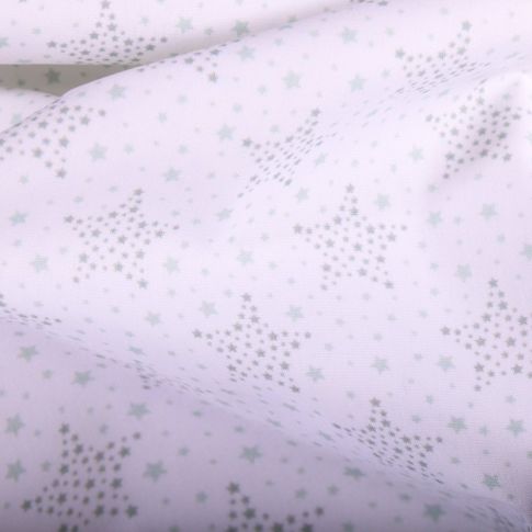 Coupon Tissu Popeline Coton Bio Etoiles sur fond Blanc - Coupon de 80 cm