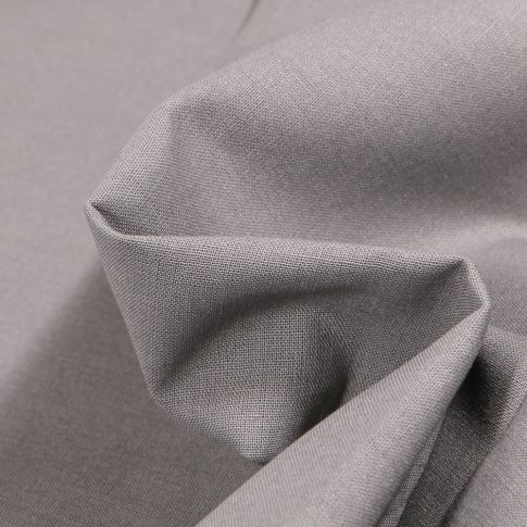 Coupon Tissu Popeline de coton unie Bio  Gris galet - Coupon de 180 cm