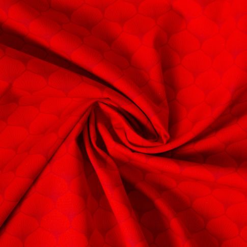 Tissu Popeline de Coton Eleonore eventails sur fond Rouge