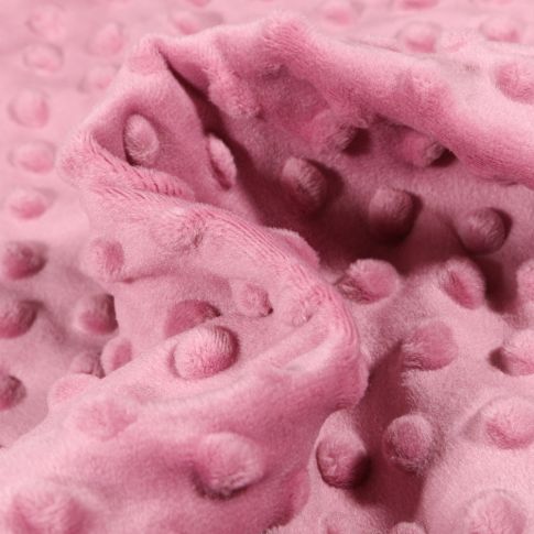 Coupon Tissu Minky Ultra doux Pois Rose poudré - Coupon de 30 cm