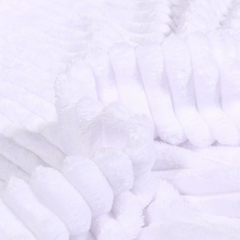 Coupon Tissu Minky Ultra doux uni côtelé envers doudou Blanc - Coupon de 130 cm