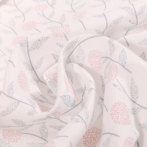 Coupon Tissu Batiste de coton Craftine Douceur florale Blanc cassé - Coupon de 30 cm