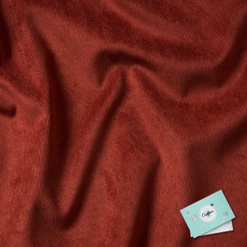 Coupon Tissu Velours milleraies Craftine Box Rusty Velvet Brique - Coupon de 150 cm