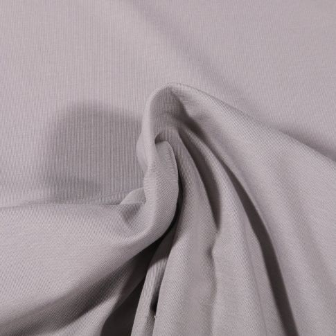 Coupon Tissu Jersey coton envers gratté Bio Uni  Gris clair - Coupon de 140 cm