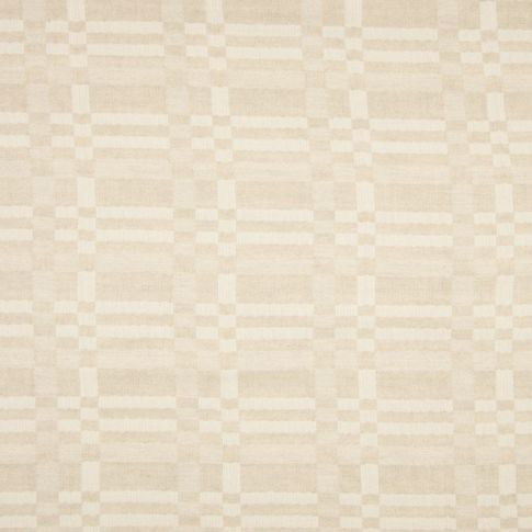 Coupon Tissu Lin coton  jacquard Graphique sur fond Beige sable - Coupon de 160 cm