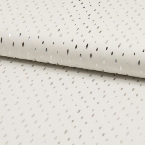 Coupon Tissu Viscose  Gouttes métallisées argentées Ecru - Coupon de 40 cm
