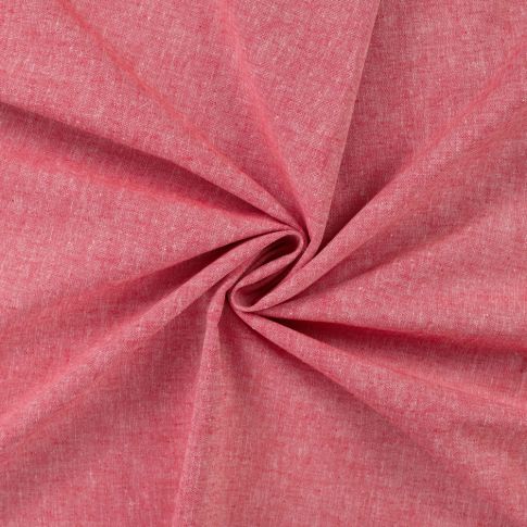Tissu Lin Coton uni Rouge chiné