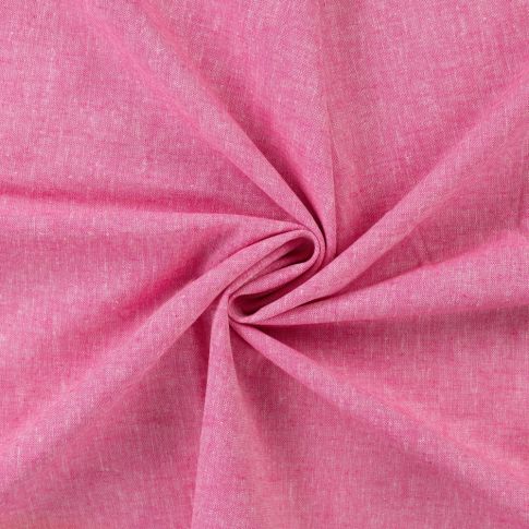 Tissu Lin Coton uni Rose chiné