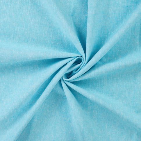 Tissu Lin Coton uni Bleu turquoise chiné