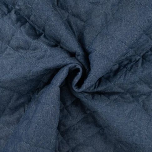 Coupon Tissu Chambray Matelassé Réversible Bleu denim - Coupon de 200 cm