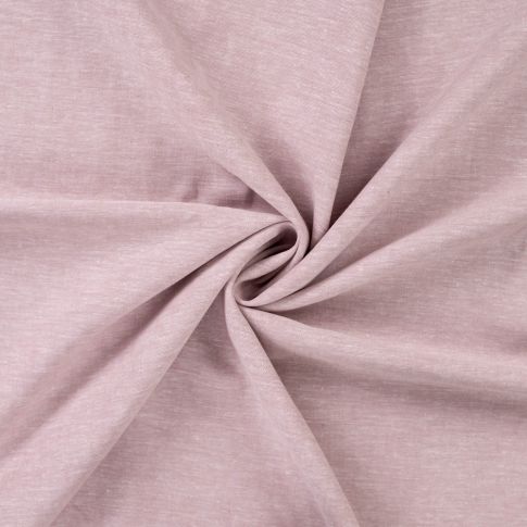 Tissu Lin Coton uni Rose chiné