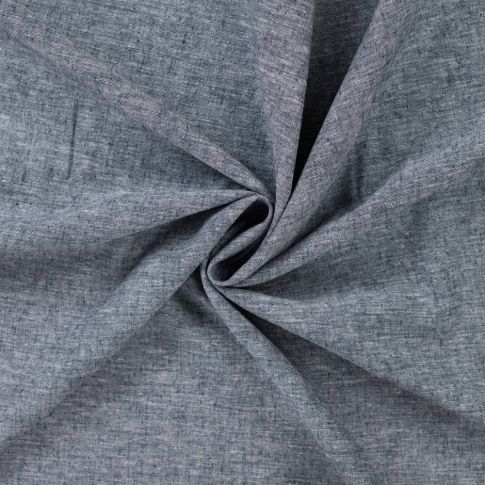 Tissu Lin Coton uni Bleu marine chiné