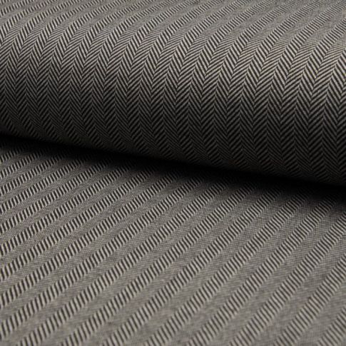 Coupon Tissu Jacquard polyviscose extensible Chevrons noirs sur fond Blanc - Coupon de 30 cm