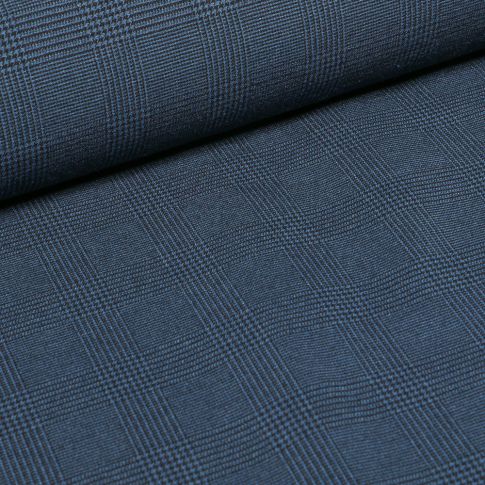 Coupon Tissu Bengaline Ecossais sur fond Bleu - Coupon de 20 cm