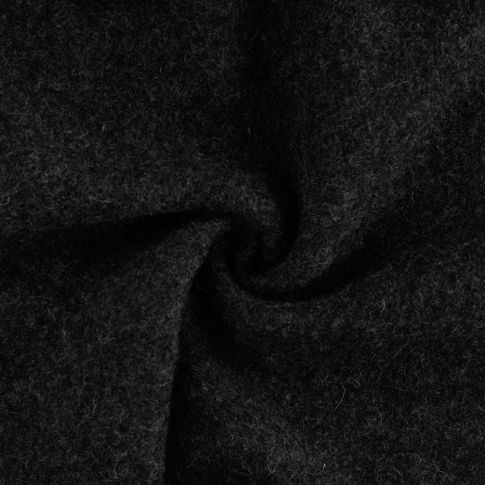 Tissu Laine bouillie Isolde uni Noir