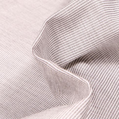 Coupon Tissu Toile extérieure Dralon Grande largeur Fines rayures beige sur fond Blanc - Coupon de 20 cm