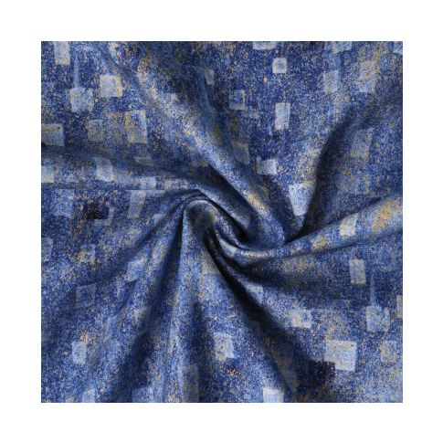 Tissu Coton Robert Kaufman Gustav Klimt rectangle bleu - Par 10 cm