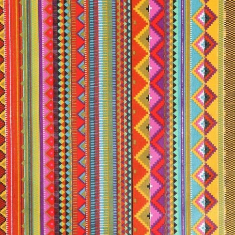 Coupon Tissu Coton Imprimé Arty Motifs aztèques multicolores - Coupon de 60 cm
