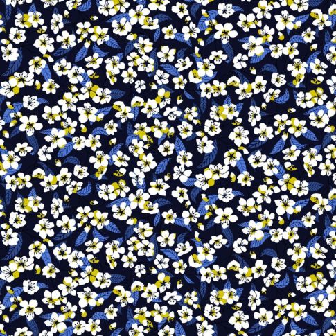 Coupon Tissu Coton imprimé Arty Miyu sur fond Bleu marine