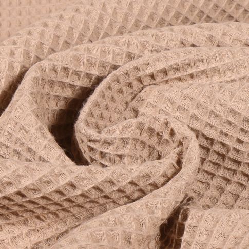 Coupon Tissu Nid d'abeille uni Crème - Coupon de 130 cm