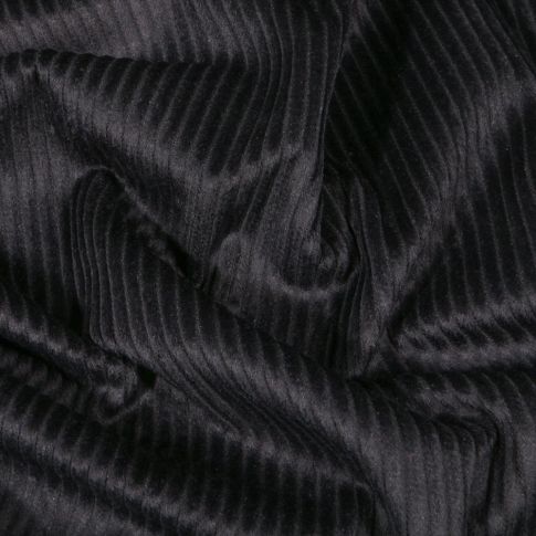 Coupon Tissu Velours côtelé uni Noir - Coupon de 20 cm