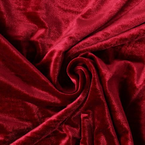 Coupon Tissu Velours d'ameublement extensible Cybèle uni Rouge - Coupon de 120 cm