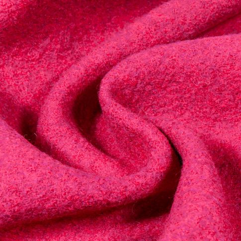 Coupon Laine bouillie 100% laine Rouge framboise - Coupon de 10 cm