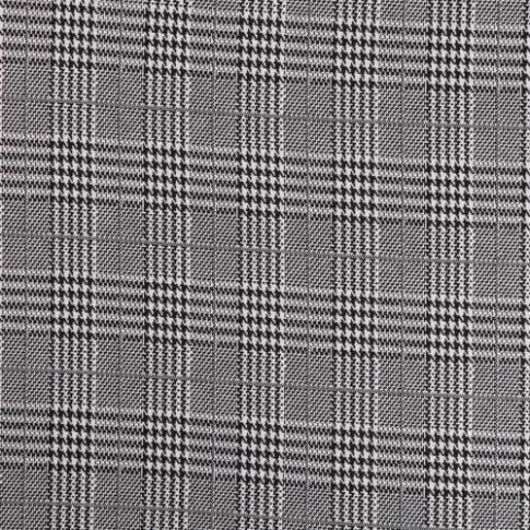Coupon Tissu Maille Prince de Galles Carreaux Noir et blanc sur fond Gris - Coupon de 20 cm