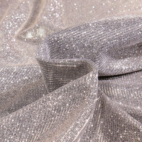 Coupon Tissu Jersey Lurex Pailleté Argent - Coupon de 400 cm