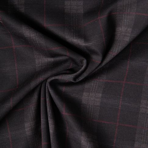 Coupon Tissu Bengaline carreaux sur fond Gris anthracite - Coupon de 260 cm