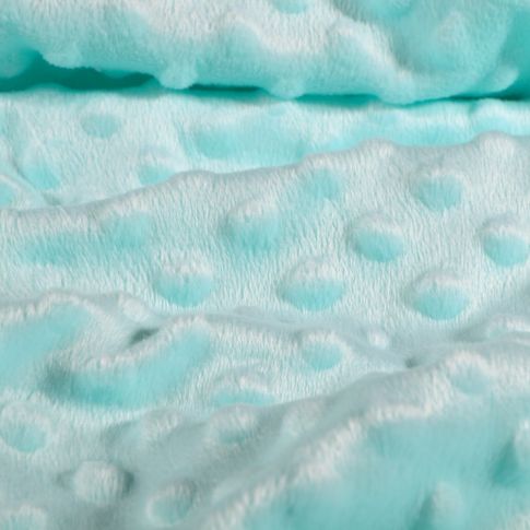 Coupon Tissu Minky Ultra doux Pois Bleu pastel - Coupon de 50 cm